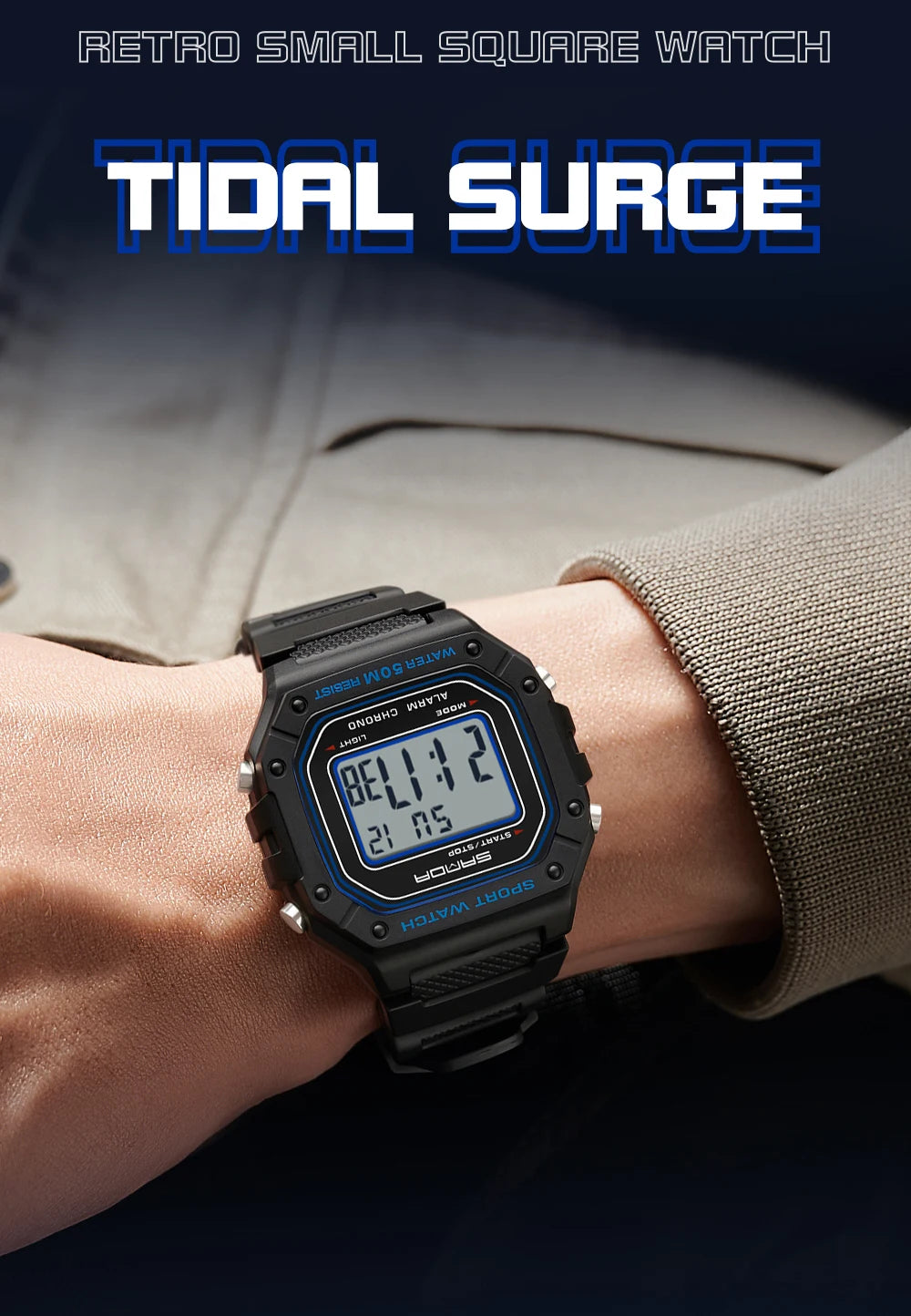 SANDA 2156 Fashion Mens Watch Military Water Resistant Sport Watches Army Big Dial Led Digital Wristwatches Stopwatches For Male