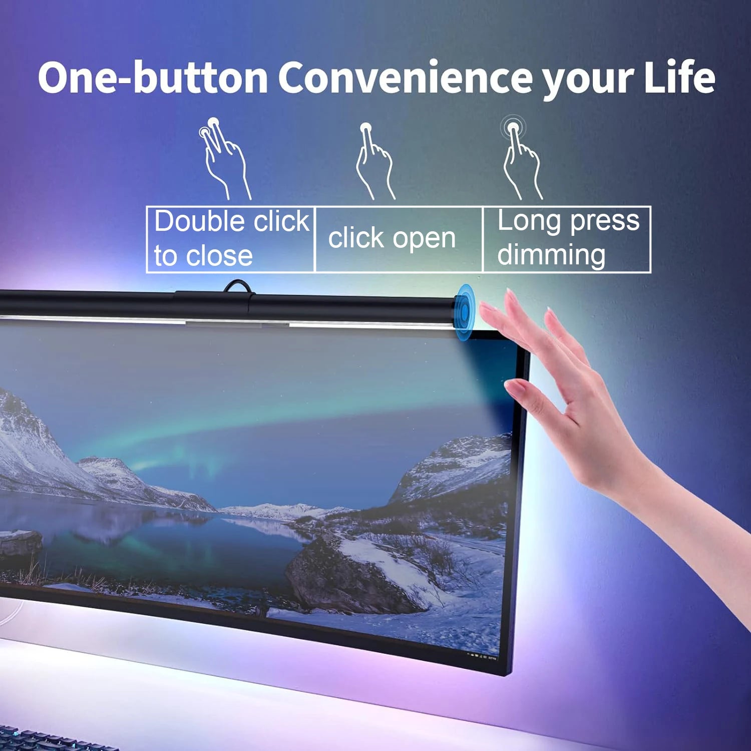 LED Monitor Light Bar Computer Screen Hanging Lights RGB  Atmosphere Table Lamp For Work Study Read Gaming Dimming Lighting 44cm