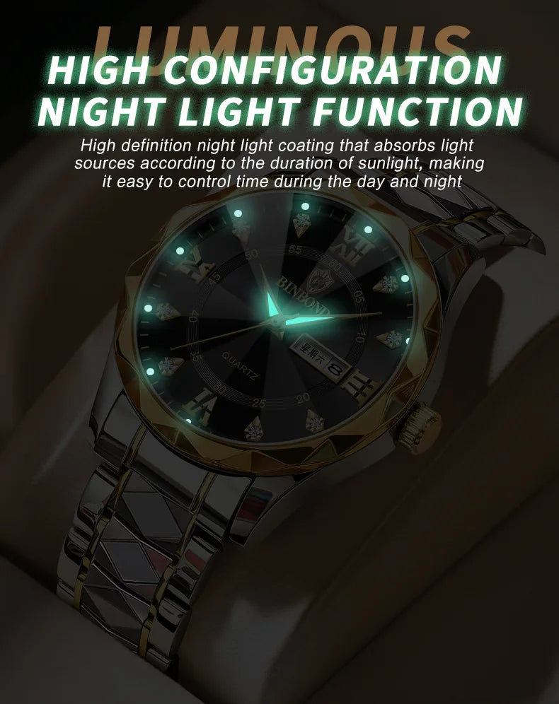 BINBOND Top Brand Luxury Fashion Watch Men Waterproof Week Date Clock Sport Watch Men Quartz Wristwatch Relogio Masculino B2521